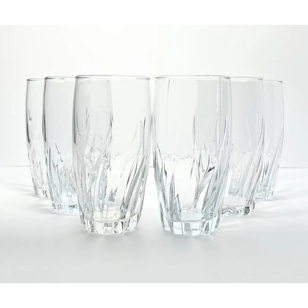Anchor Hocking “Central Park, Clear” 6 Highball Tumbler Drinking Glasses 6” 16oz